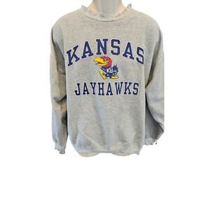 Kansas jayhawks sz large vintage hanes print pro pullover sweater 90s *FLAWS*